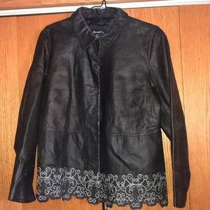 Denim & Co Black Leather Jacket~Large~A51713